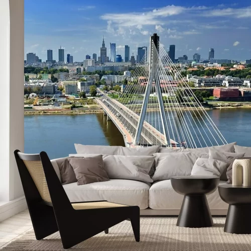 Fototapete Brücke Stadt am sonnigen Tag