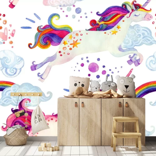 Sticker Zwei Regenbogen-Einhörner