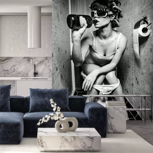 Fototapete Porträt einer Frau in der Toilette