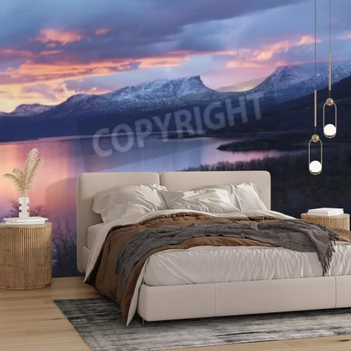 Fototapete Sonnenuntergang in Schweden