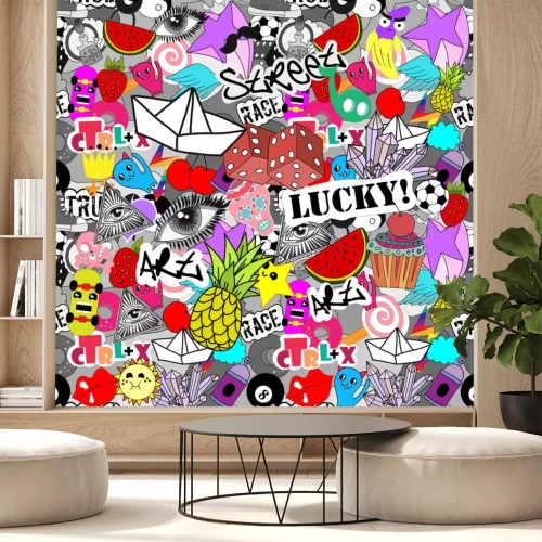 Sticker Nahtlose Muster leuchtend bunte Aufkleber