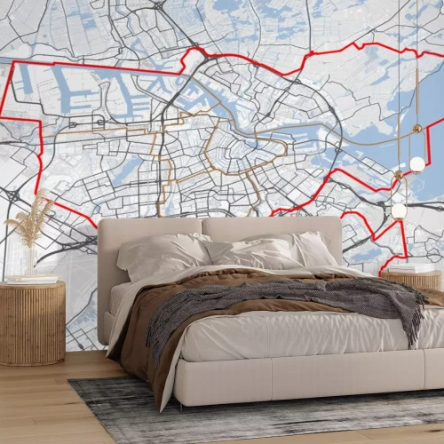 Sticker Karte von Amsterdam city. Niederlande Straßen