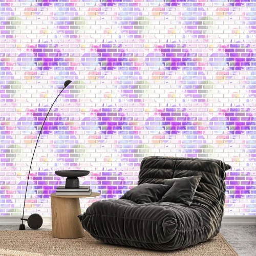 Tapete Ziegelwand mit Farben