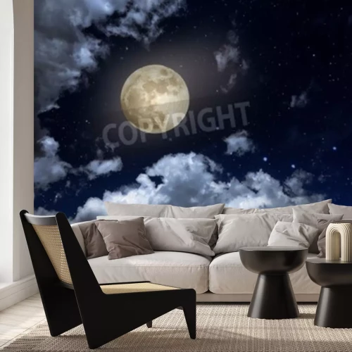 Fototapete Himmel bei Nacht mit Mond