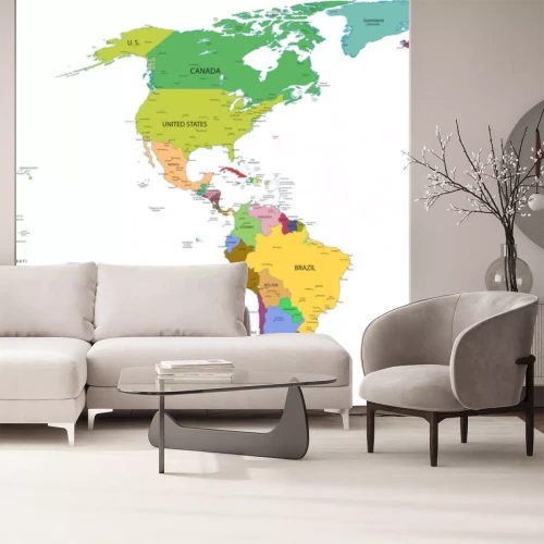 Sticker Karte von Süd-und Nordamerika mit Ländern