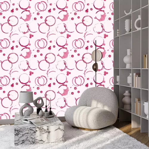 Tapete Weinflecken Vektor nahtlose Muster auf hellrosa Hintergrund, Hintergrund für Weinkarte oder Restaurant Menü