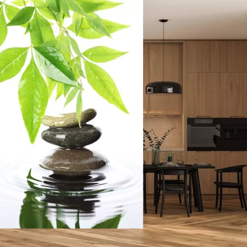 Sticker Gestapelten Steinen im Wasser