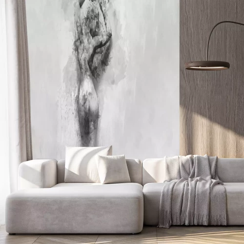 Fototapete Subtiler weiblicher Körper in grauer Aquarellmalerei