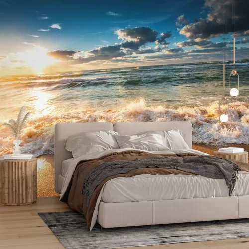 Fototapete Strand und energetische Wellen