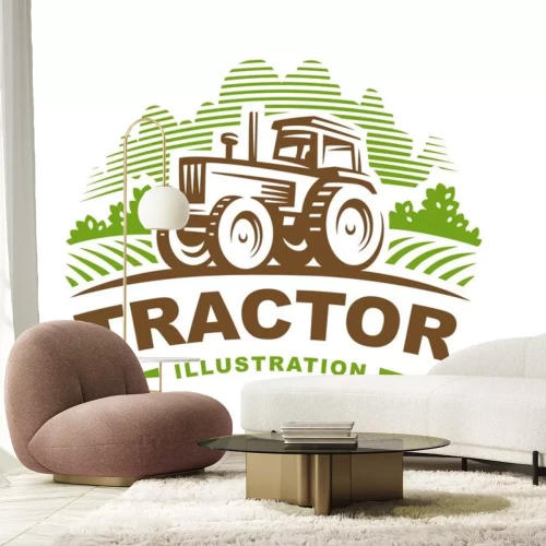 Sticker Traktor-Logo-Illustration, Emblem-Design