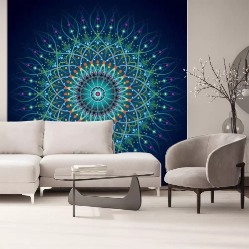 Fototapete Orientalisches Mandala auf dunkelblauem Hintergrund