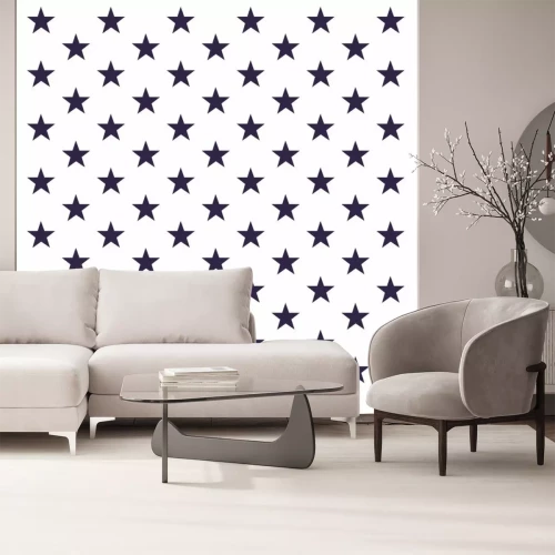 Sticker Marineblaue fünfzackige Sterne auf weißem Hintergrund