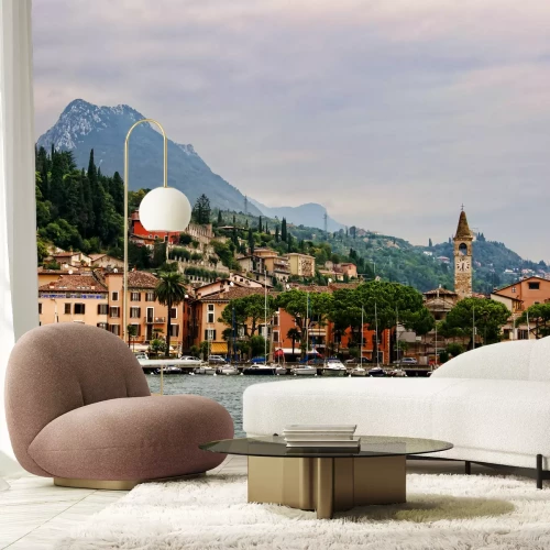 Fototapete Panorama der Stadt an der Küste