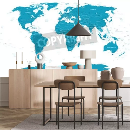 Fototapete Weltkarte mit Ortsmarkierungen