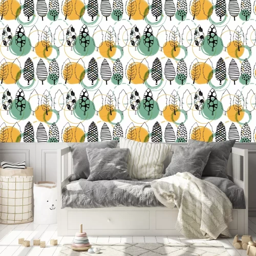 Tapete Blätter Hand gezeichnet Vektor nahtlose Muster