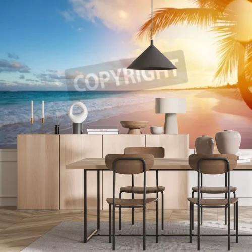 Fototapete Sonnenuntergang auf tropischer Insel