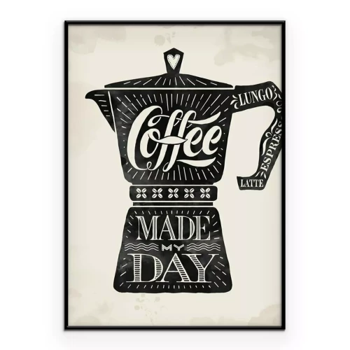Poster Schwarze Kaffeekanne mit Inschriften
