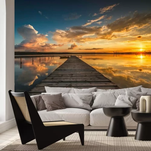 Fototapete Kleine Dock und Boot am See