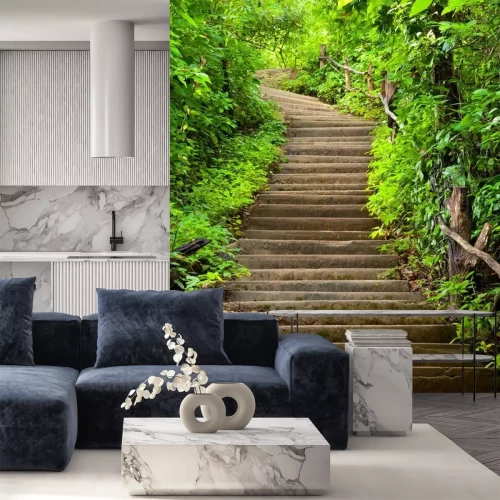 Sticker Wald mit Holztreppen