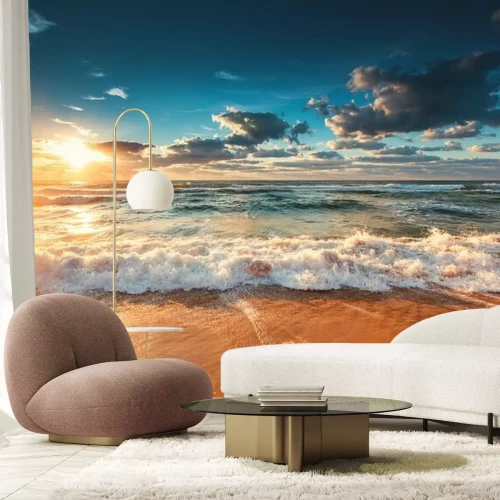 Fototapete Strahlender Sonnenuntergang an der See