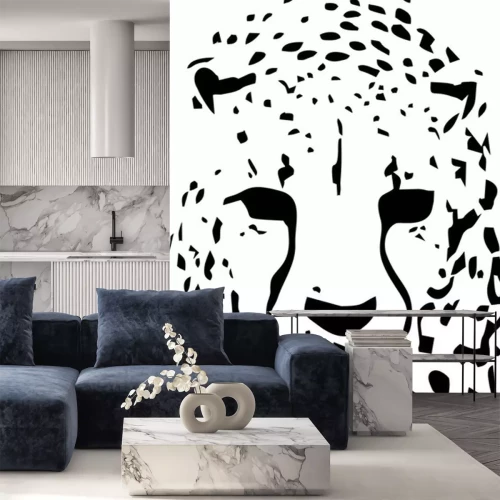 Sticker Schwarz-weißer leopard