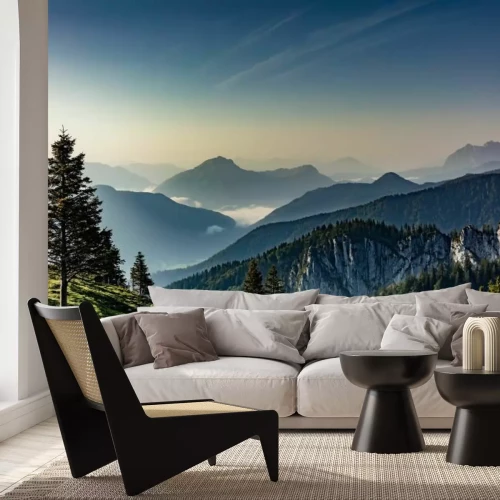 Fototapete Malerische Berglandschaft bei Sonnenaufgang Alpen