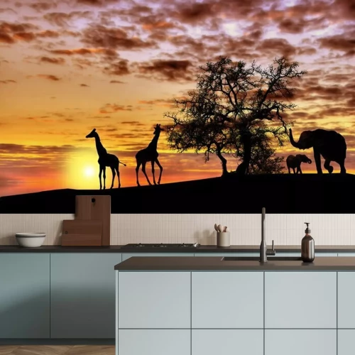 Fototapete Afrikanische Landschaft mit Tieren