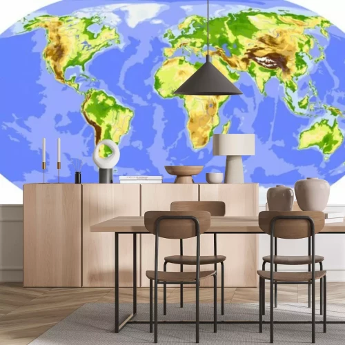 Fototapete Weltkarte mit Gelände ohne Text