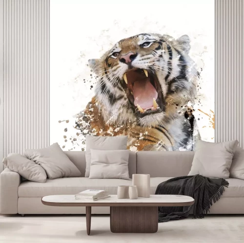 Sticker Porträt eines brüllenden tigers