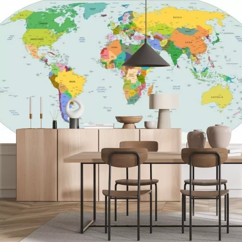 Fototapete Bunte Länder auf der Weltkarte