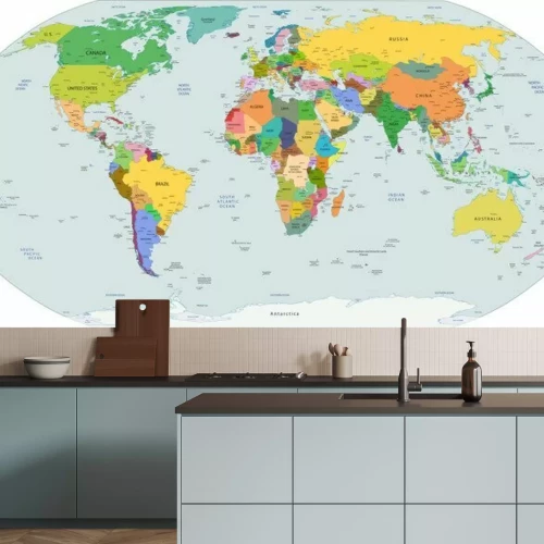 Sticker Bunte Länder auf der Weltkarte