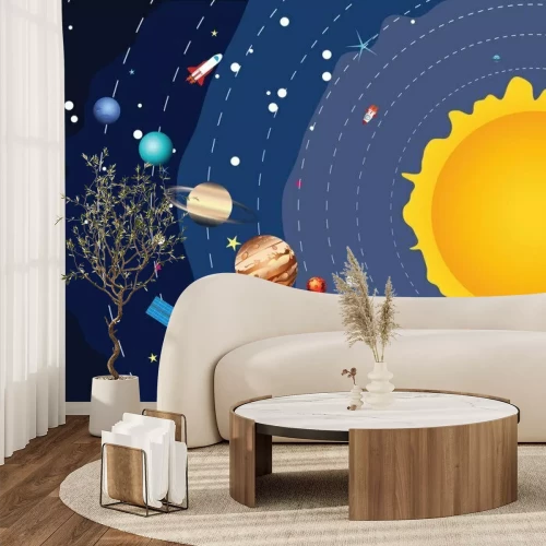 Fototapete Eine Zeichnung des Sonnensystems für Kinder