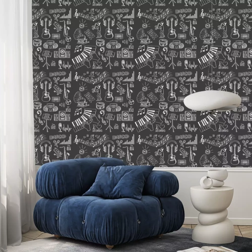 Tapete Hand gezeichnet Musikmuster