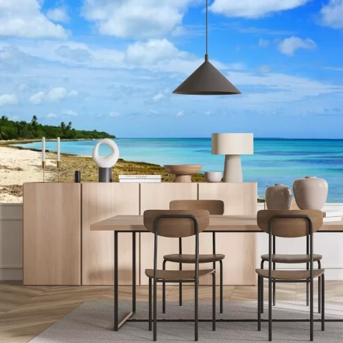 Fototapete Panorama des Strandes und Meeres in der Karibik