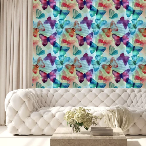 Tapete Aquarell-Schmetterlingskarten und Inschriften