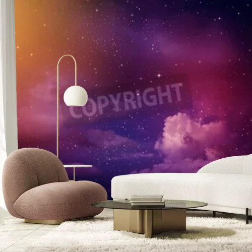 Fototapete Sterne am Himmel in Lila