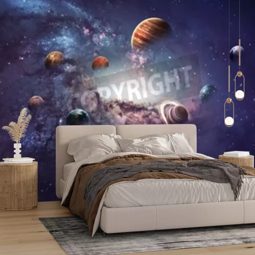 Fototapete Planeten im Weltall mit einer Galaxie