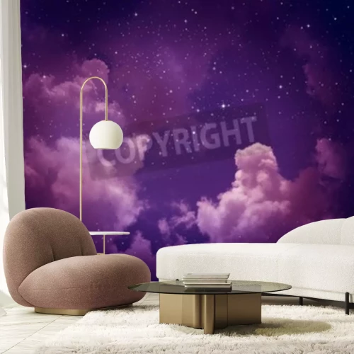 Fototapete Sterne und violette Wolken