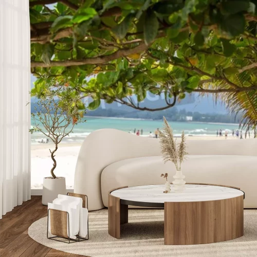 Fototapete Strand Touristen und Meer