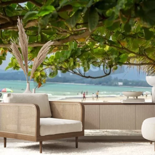 Fototapete Strand Touristen und Meer