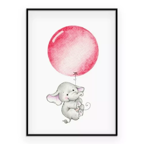 Poster Ein Elefant, der mit einem Ballon fliegt