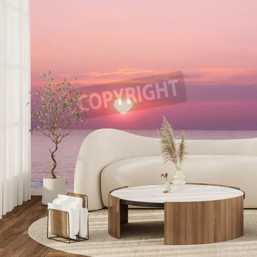 Fototapete Herzförmiger Sonnenuntergang