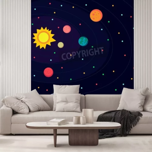 Fototapete Kindermotiv mit Sonnensystem