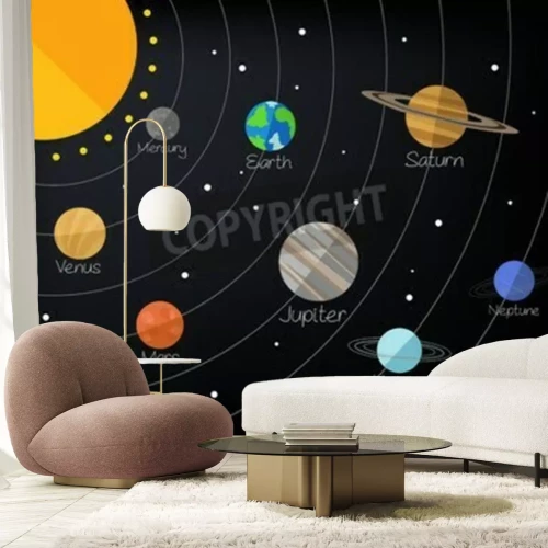 Fototapete Cartoon-Planeten aus dem Sonnensystem