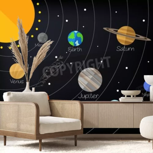 Fototapete Cartoon-Planeten aus dem Sonnensystem