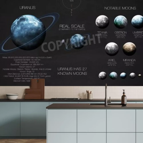 Fototapete Uranus Planet und seine Monde von Sonnensystem