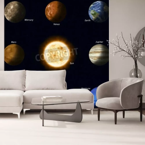 Fototapete Sonnensystem mit Sonne im Zentrum