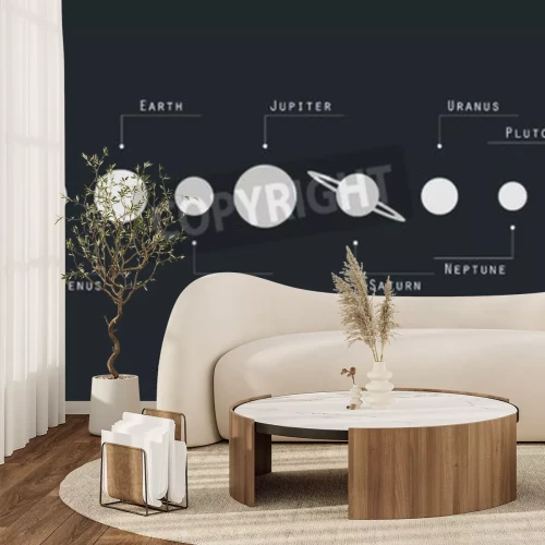 Fototapete Schwarz-weißes Sonnensystem