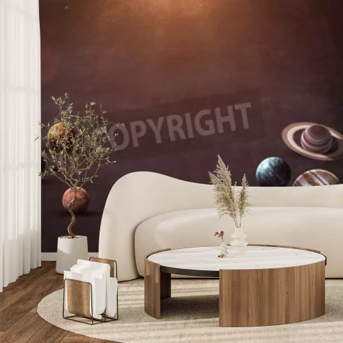 Fototapete Planeten des Sonnensystems im brauen Hintergrund