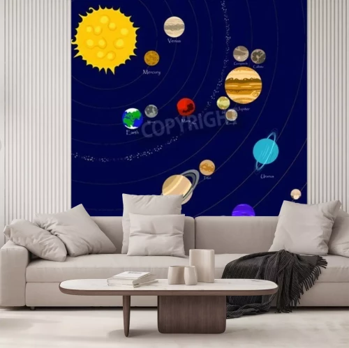 Fototapete Sonnensystem, Planeten und Monde